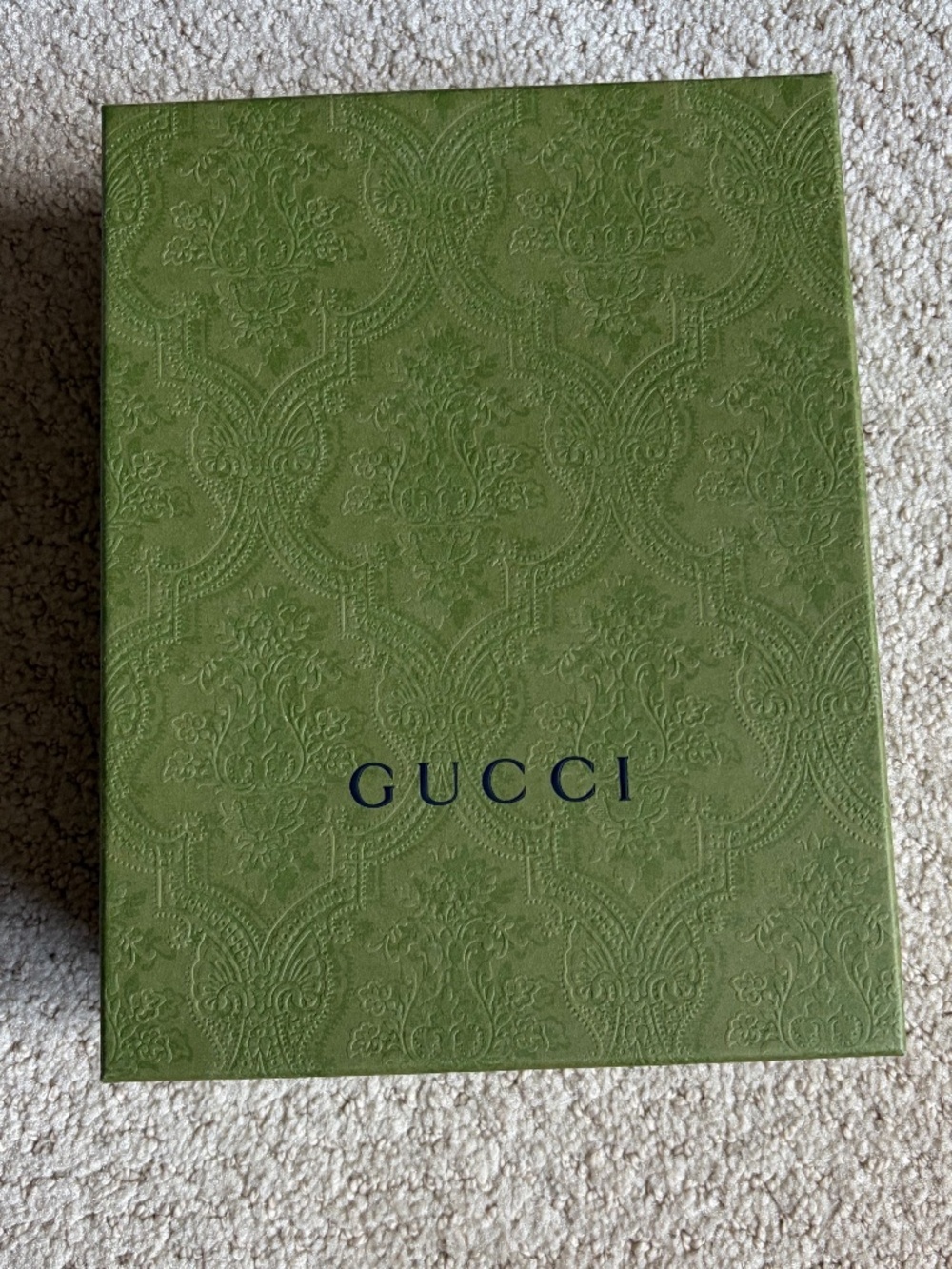 Gucci storage gift box Green damask embossed